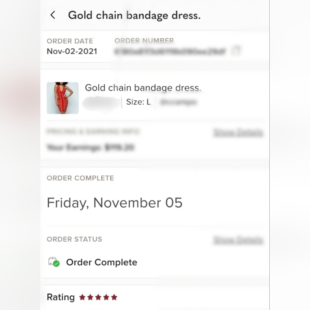 Gold chain bandage dress. - Picture 9 of 9